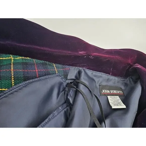 Vtg 80s/90s John Roberts Women's 12 Double Breasted Tartan Trench Midi Dress NOS - Picture 6 of 10